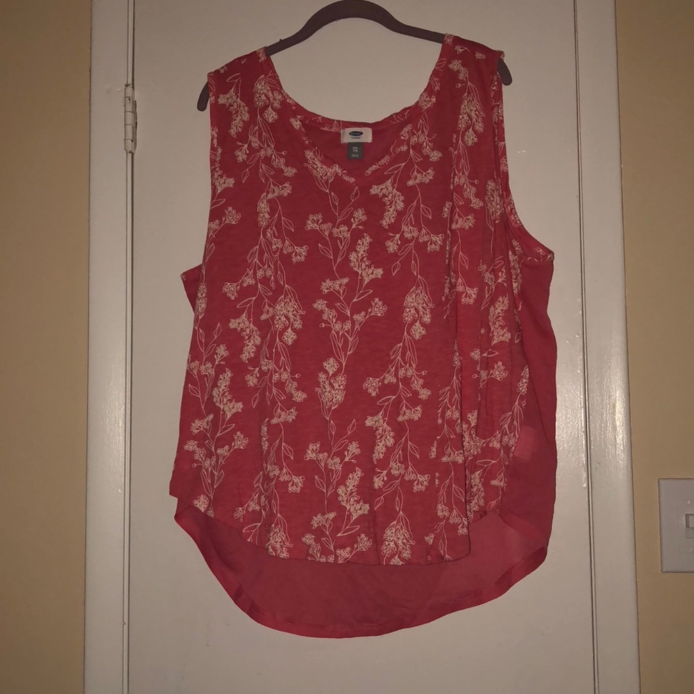 Coral Floral Sleeveless Blouse